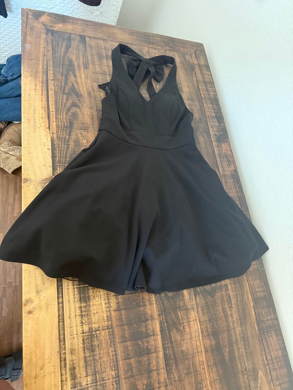 City Studio Black Halter Fit & Flare Dress Size 7 Bow Back Party Cocktail